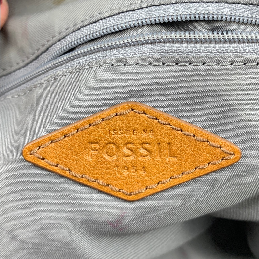 Fossil Multicolored Backpack Bag Navy Blue Gold Brown Pink Adjustable Zip Close - Picture 8 of 16